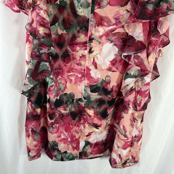 Tahari Arthur S Levine Dress Women's 12 Pink Floral Knee Length Zip Back Light - Picture 10 of 10